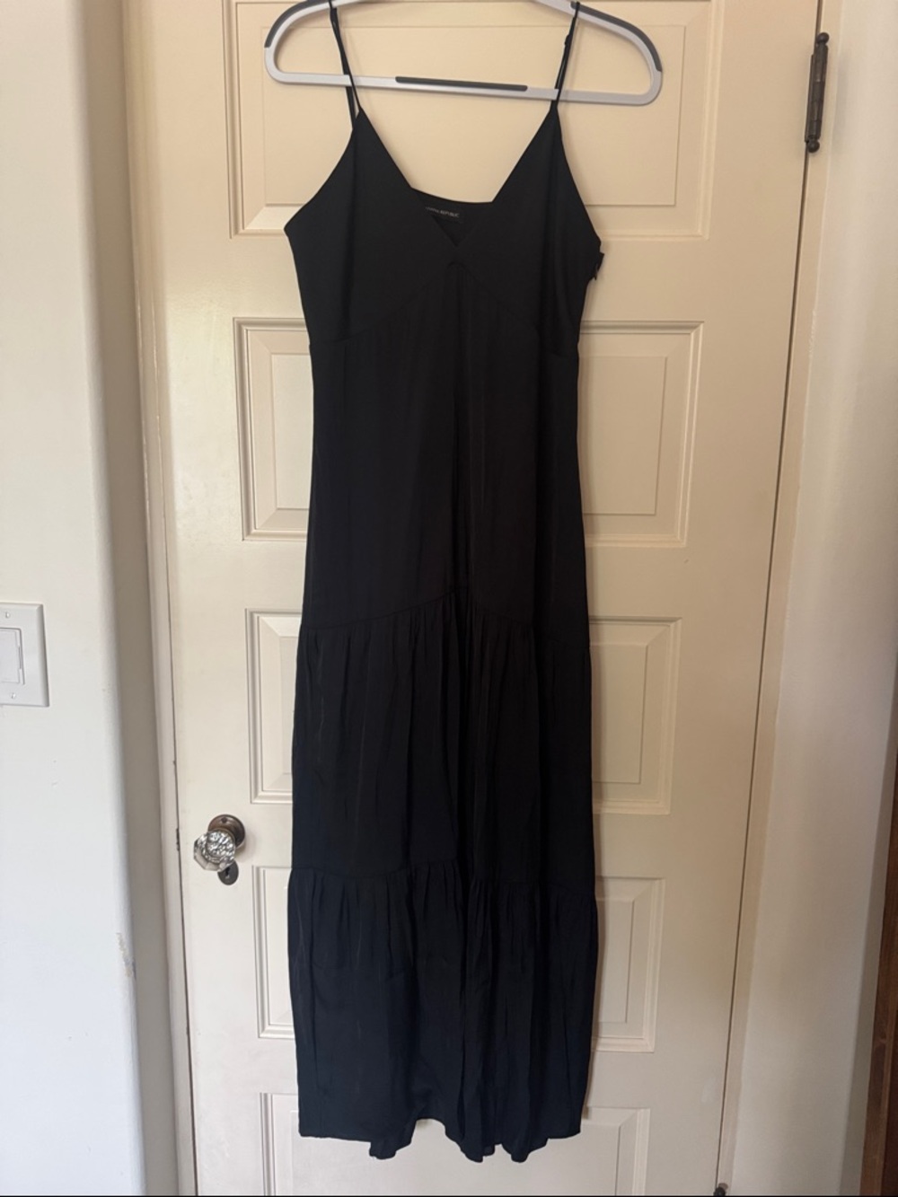 Banana Republic Black Spaghetti-Strap Tiered Maxi Dress